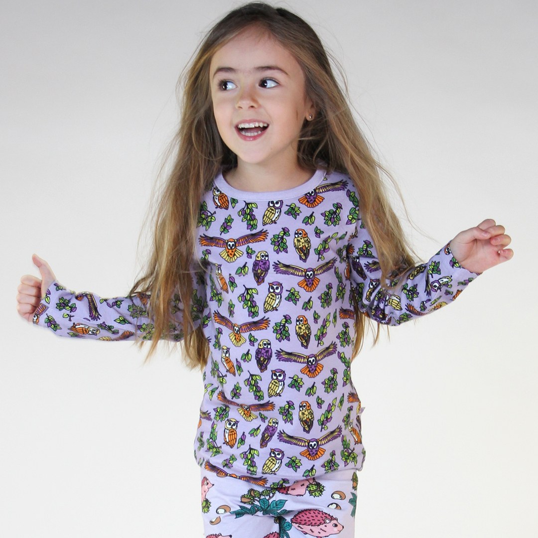 Long-sleeved top with owls