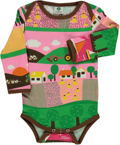 Long-sleeved baby body with landscape