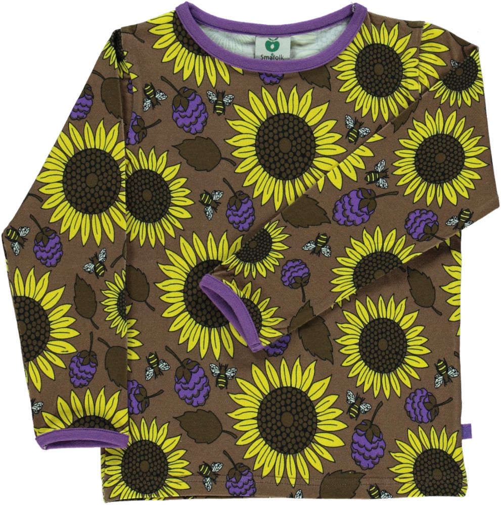 Long-sleeved blouse with sunflowers