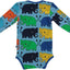 Long-sleeved baby body with elephants