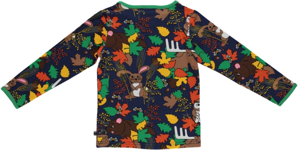 Long-sleeved top with forrest animals