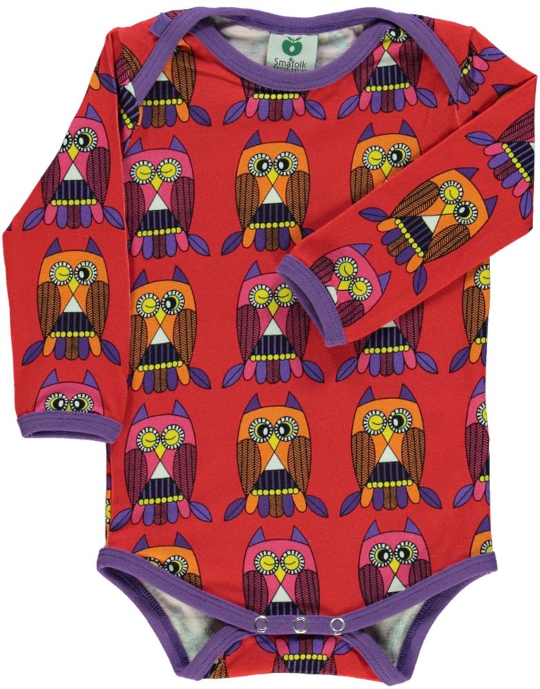 Long-sleeved baby body with owls