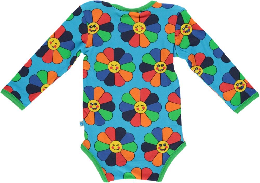 Long-sleeved baby body with flowers