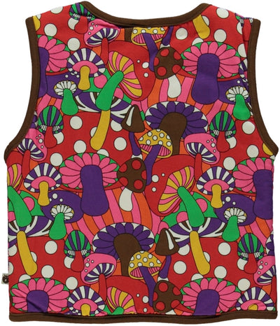 Reversible vest with retro mushrooms