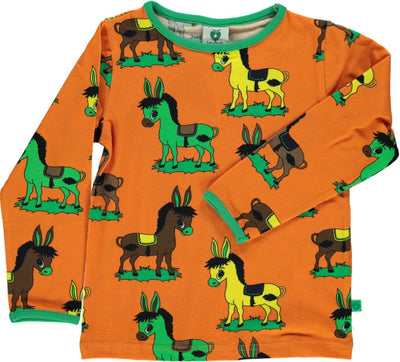 Long-sleeved blouse with donkeys