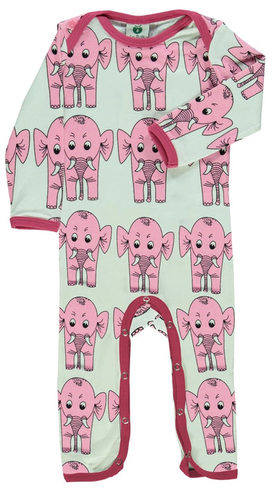 Long-sleeved baby suit with elephants