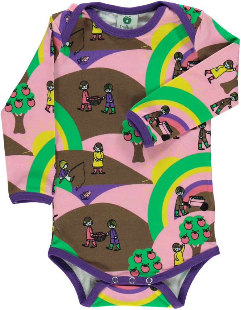 Long-sleeved baby body with landscape