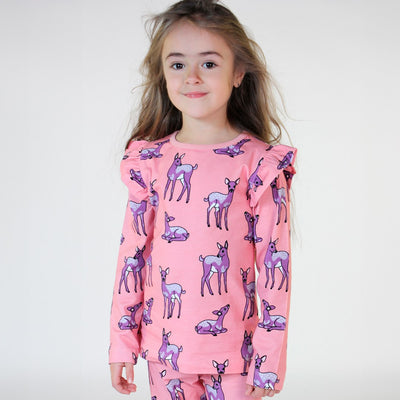 Long-sleeved top with deer