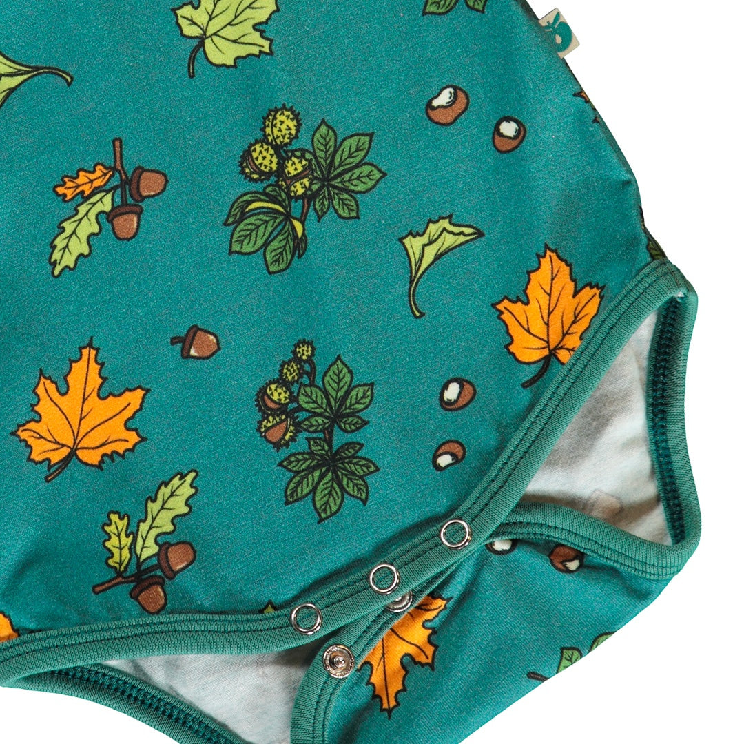 Long-sleeved baby body with Fall leaves