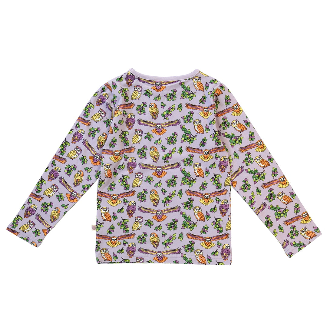 Long-sleeved top with owls