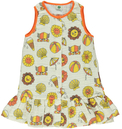 Sleeveless dress with summer vacation symbols