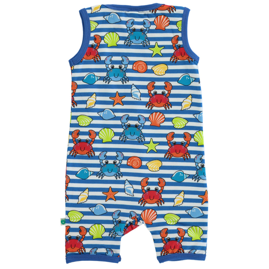 Sleeveless baby suit with crabs