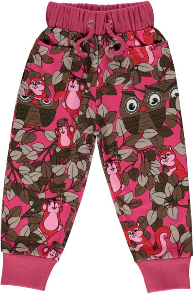 Sweatpants with owl in tree