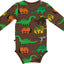 Long-sleeved baby body with dinosaurs