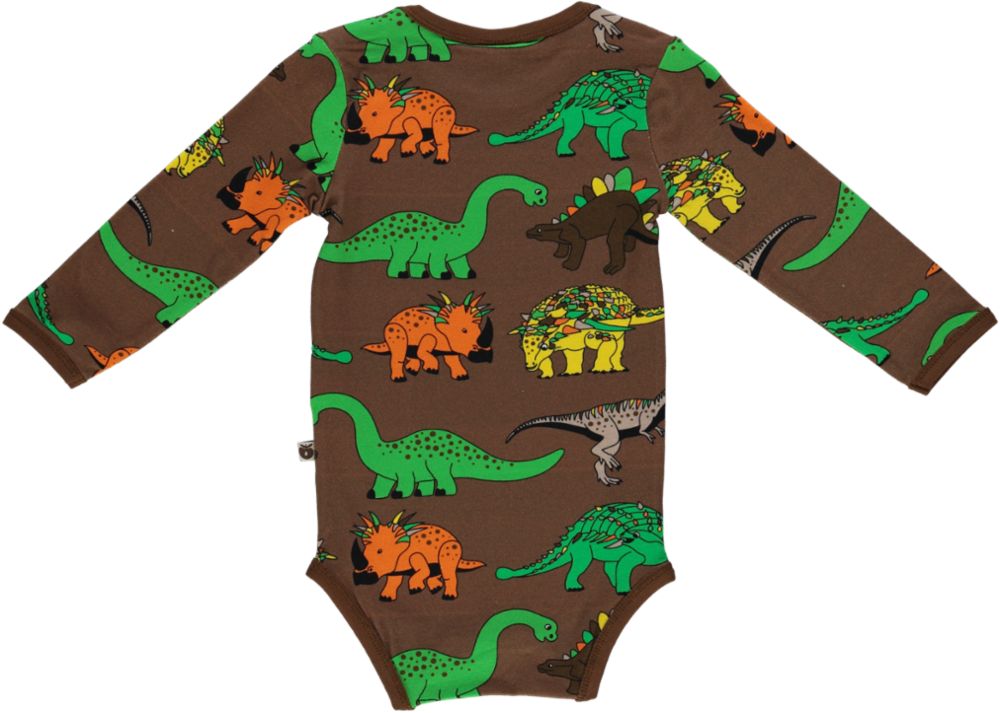 Long-sleeved baby body with dinosaurs