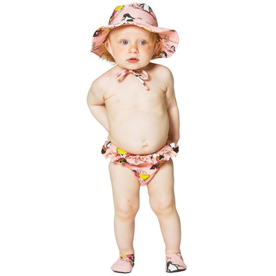 UV50 Diaper swimpants with ruffles, surf penguin