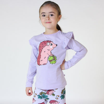 Long-sleeved top with hedgehogs