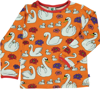 Long-sleeved blouse with swans