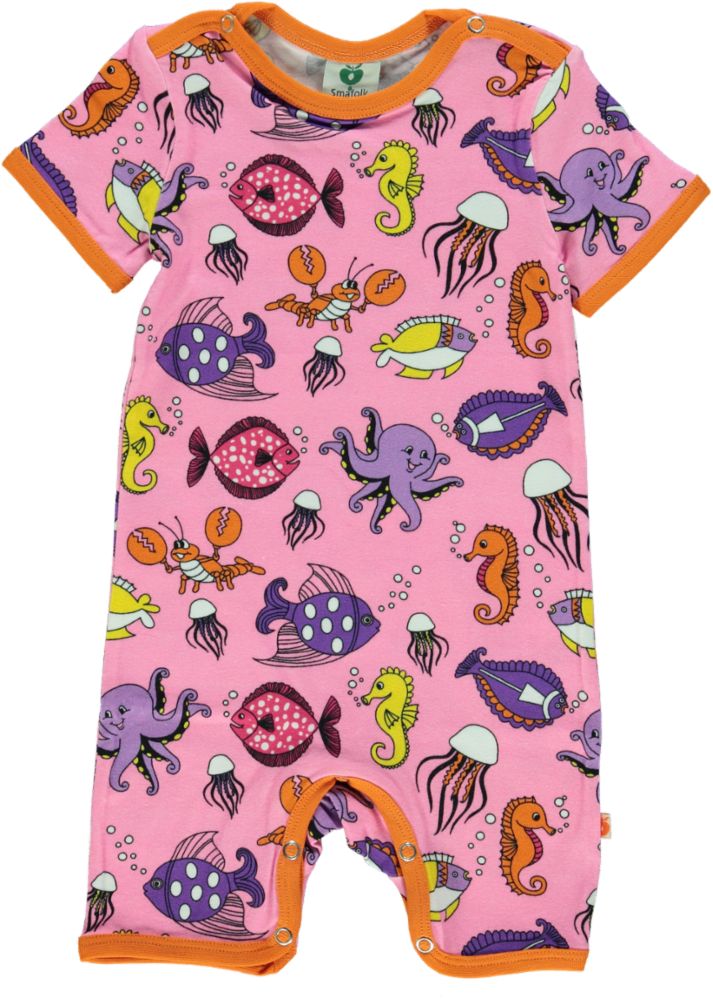 Short-sleeved baby suit with fish