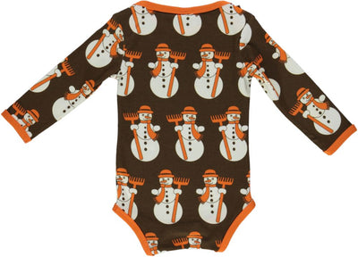 Long-sleeved baby body with snowmen
