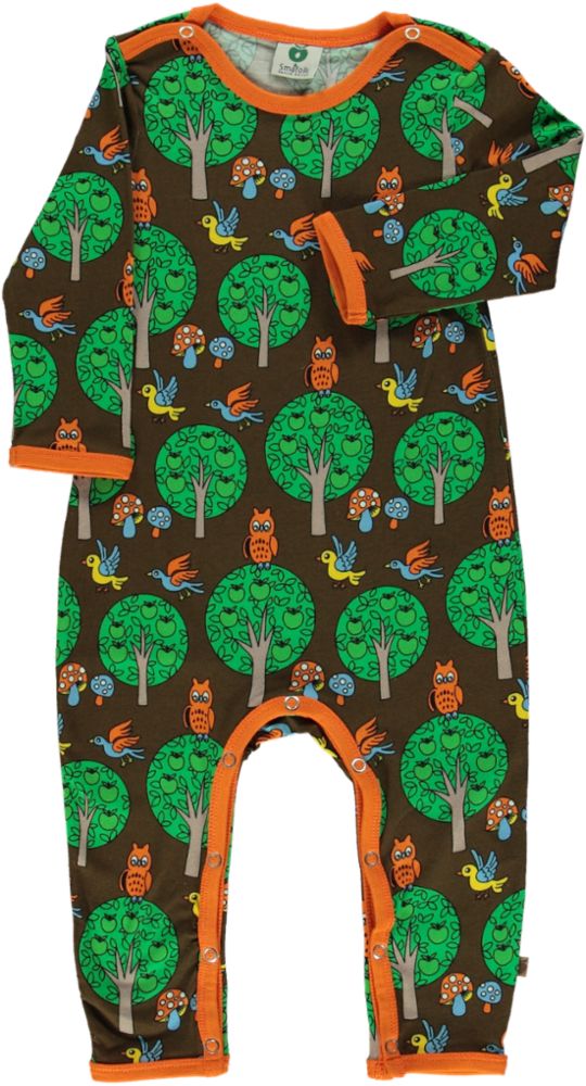 Long-sleeved baby suit with apple trees