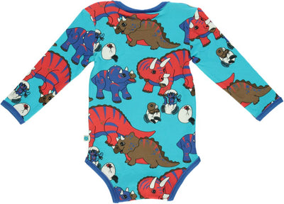 Long-sleeved baby body with dinosaurs