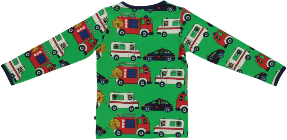 Long sleeved top with emergency vehicles