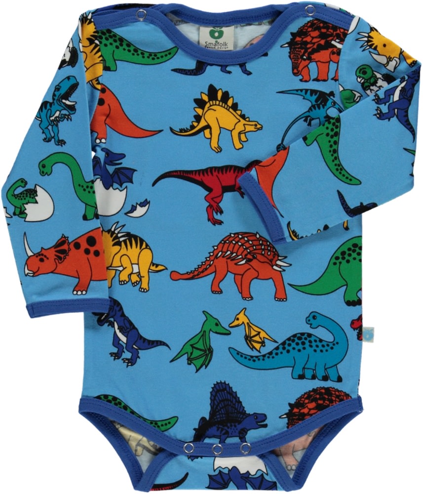 Long-sleeved baby body with dinosaurs