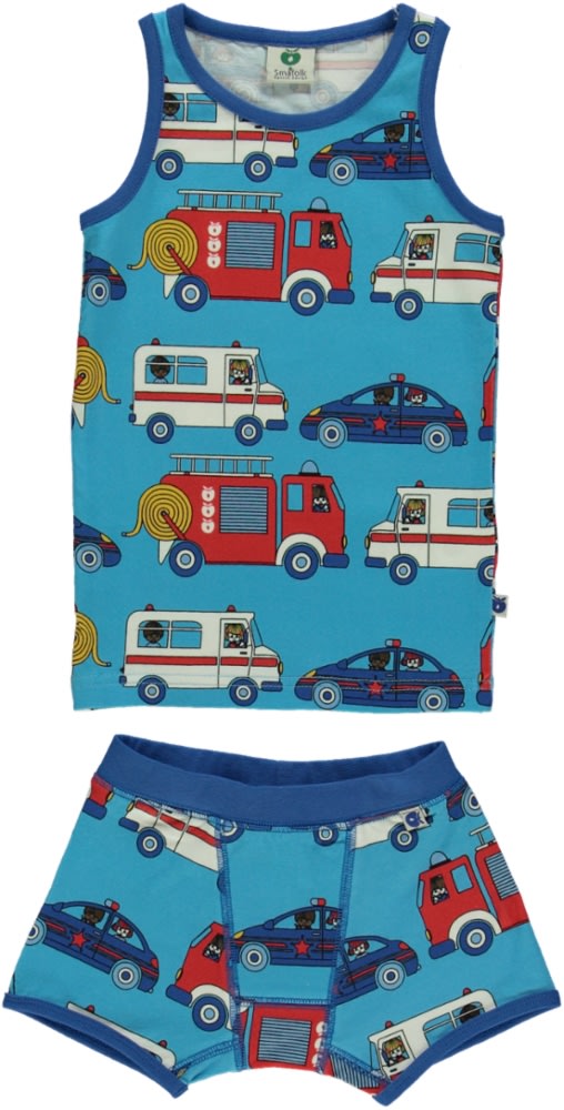 Underwear set with emergency vehicles