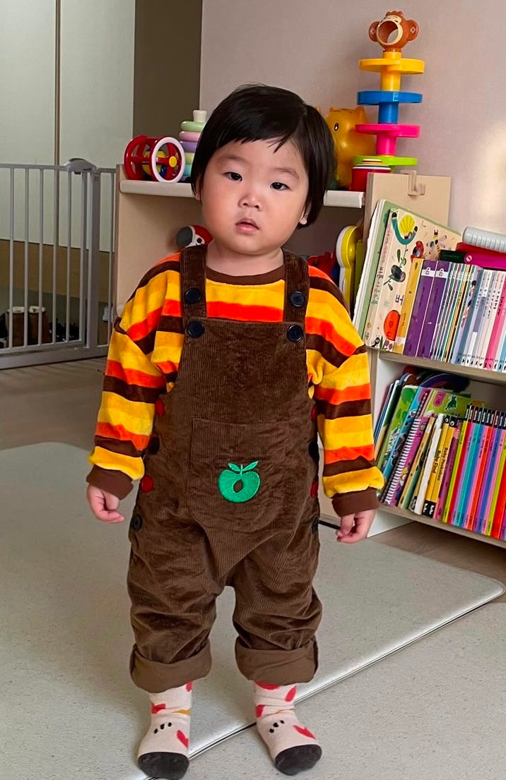 Corduroy baby overalls