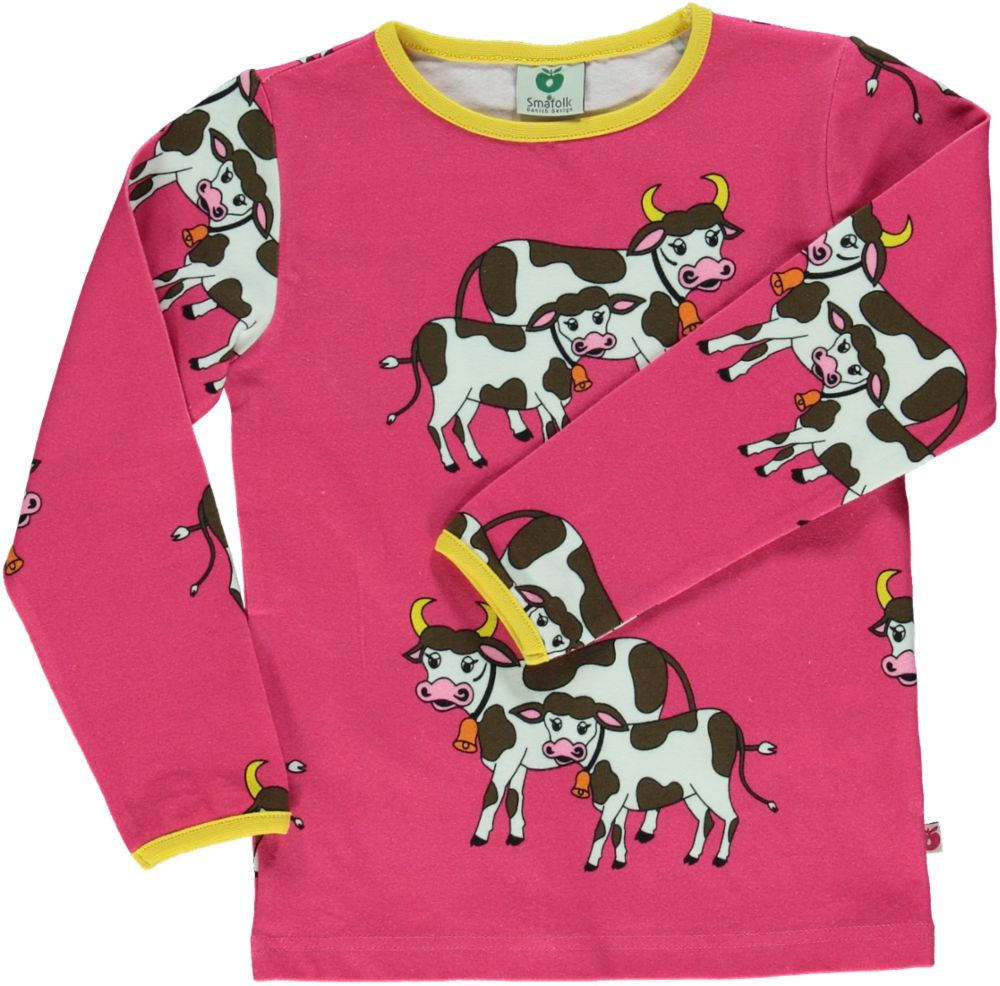 Long-sleeved blouse with cow print