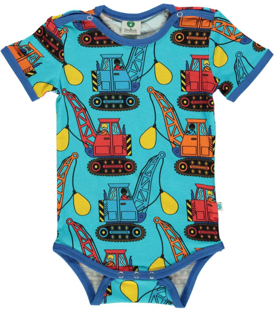 Short-sleeved baby body with excavators