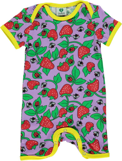 Long-sleeved baby suit with strawberries