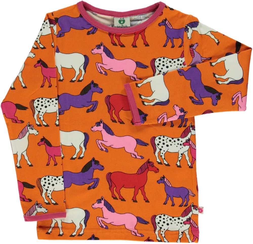 Long-sleeved top with horses