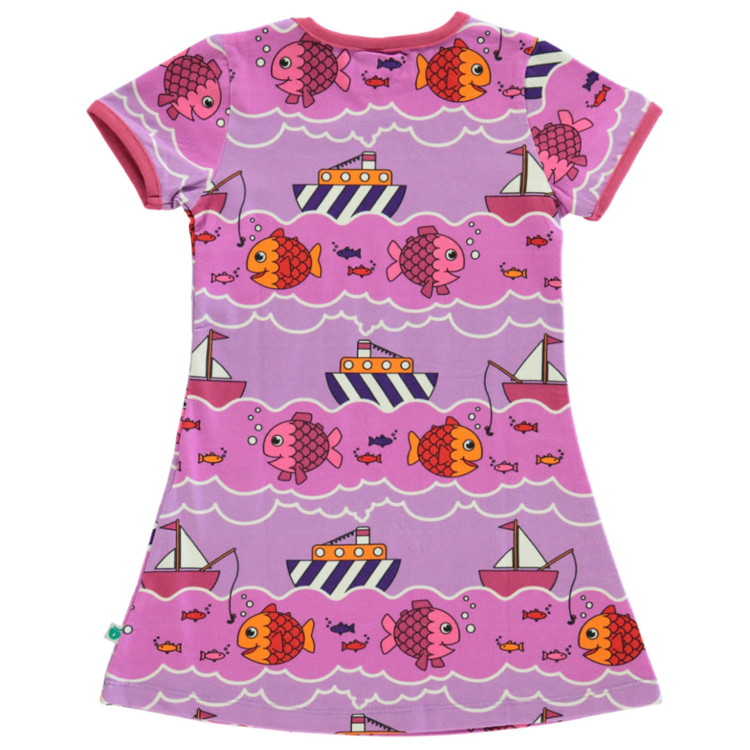 Short-sleeved Dress with boat and fish