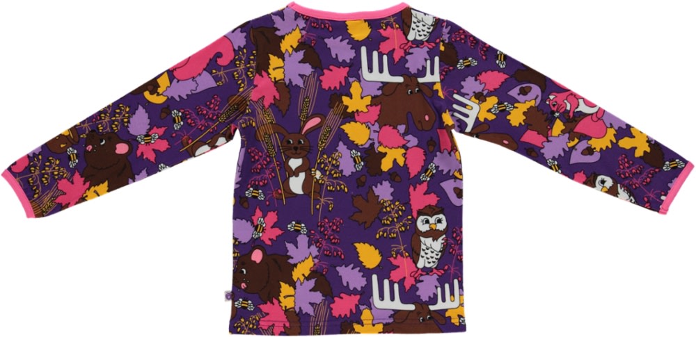 Long-sleeved top with forrest animals