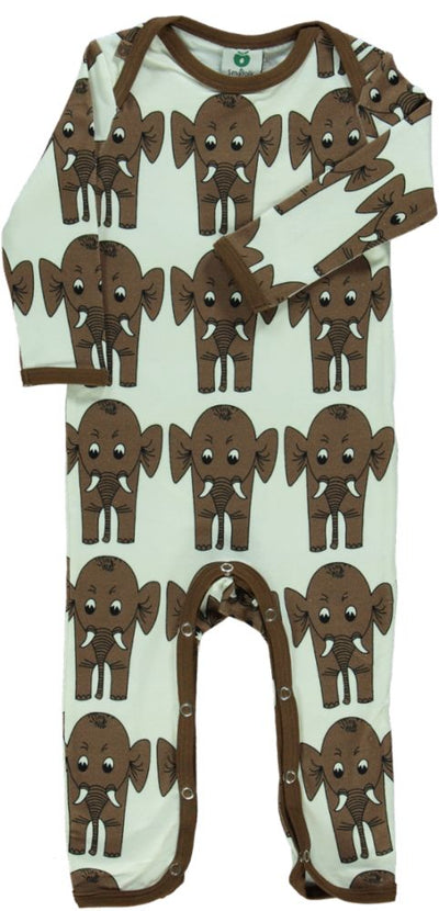 Long-sleeved baby suit with elephants