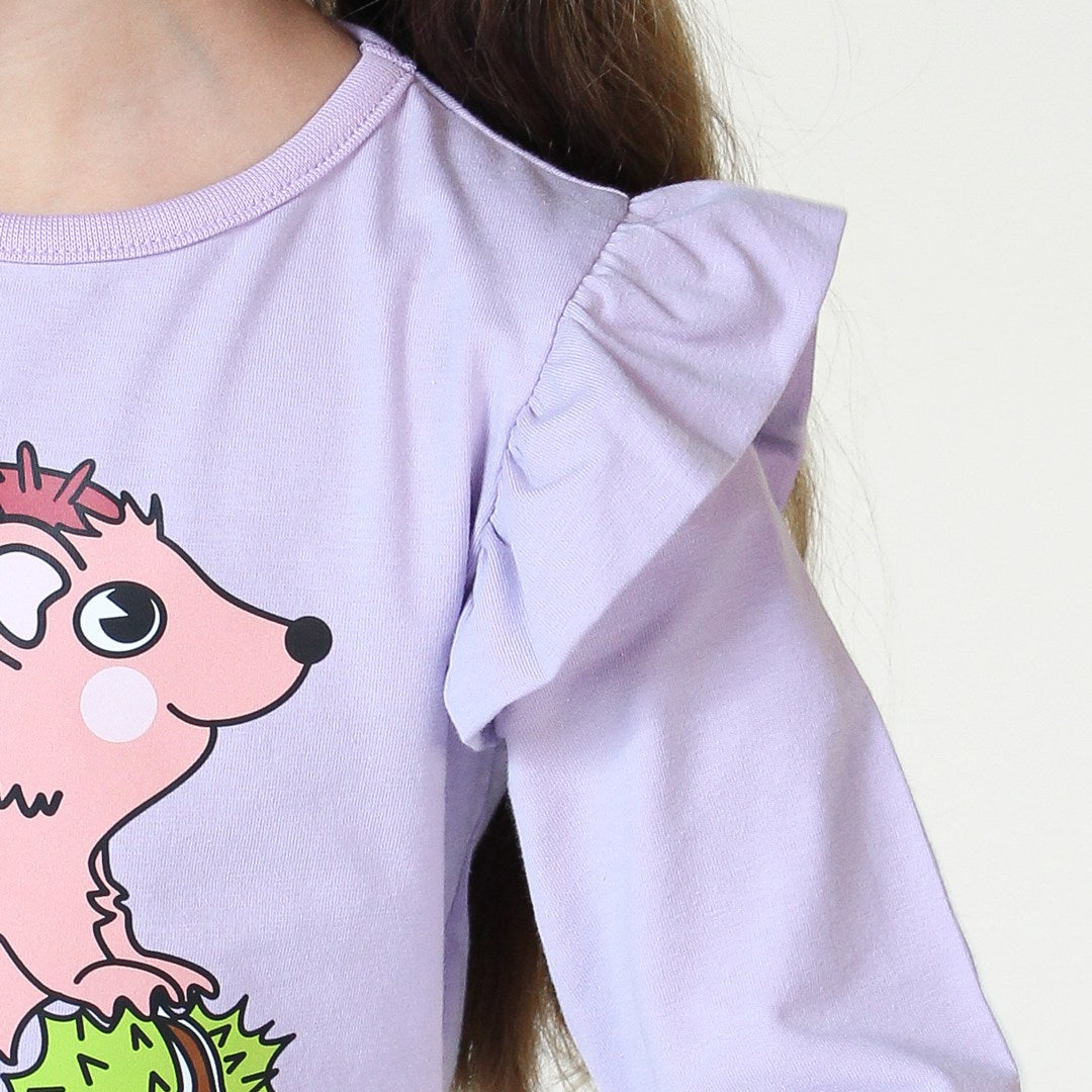 Long-sleeved top with hedgehogs