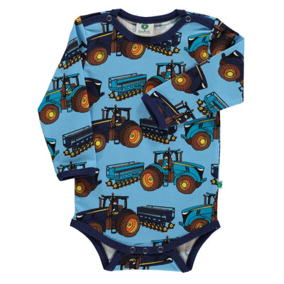 Long-sleeved baby body with tractors