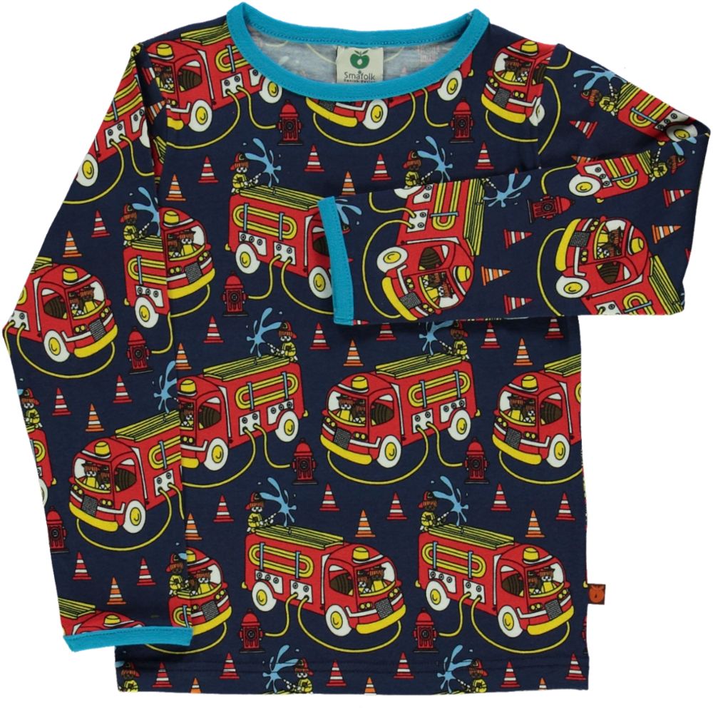 Long-sleeved blouse with fire engine