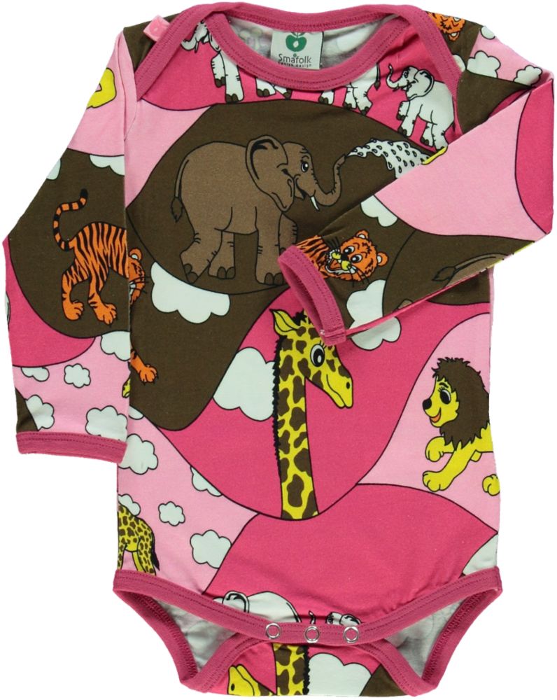 Long-sleeved baby body with zoo