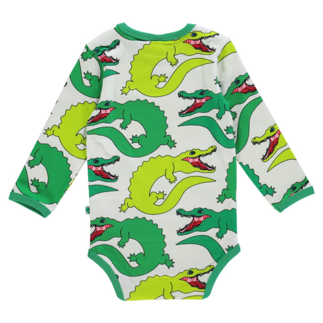 Long-sleeved baby body with crocodiles