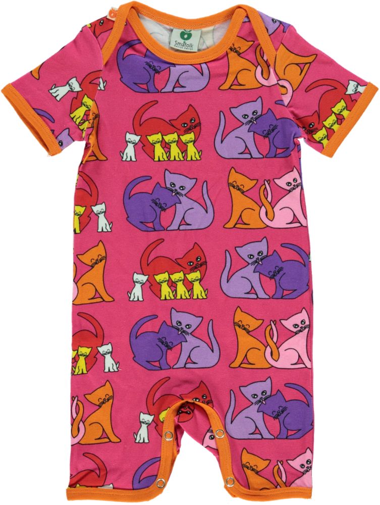 Short-sleeved baby suit with cats