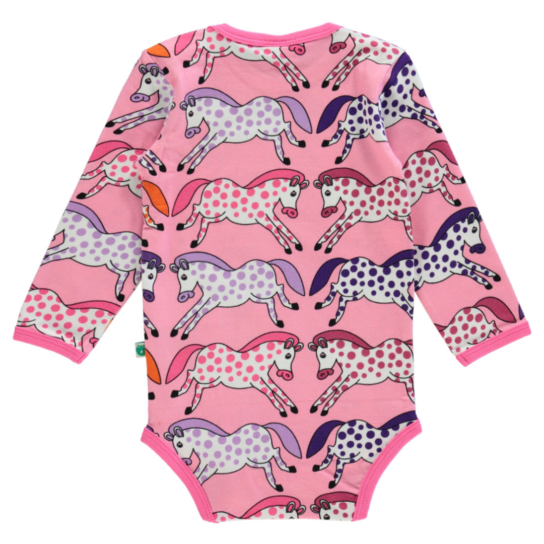 Long-sleeved baby body with horses