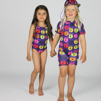 UV50 swimsuit with retro apples