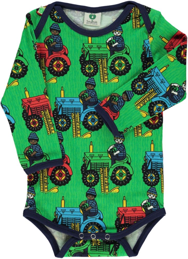 Long-sleeved baby body with tractors