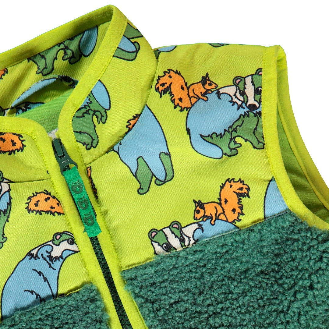 Fleece vest with badger and squirrel