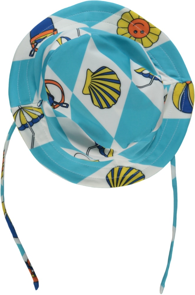 UV50 Swim hat with wide brim and summer vacation symbols