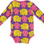 Long-sleeved baby body with elephants