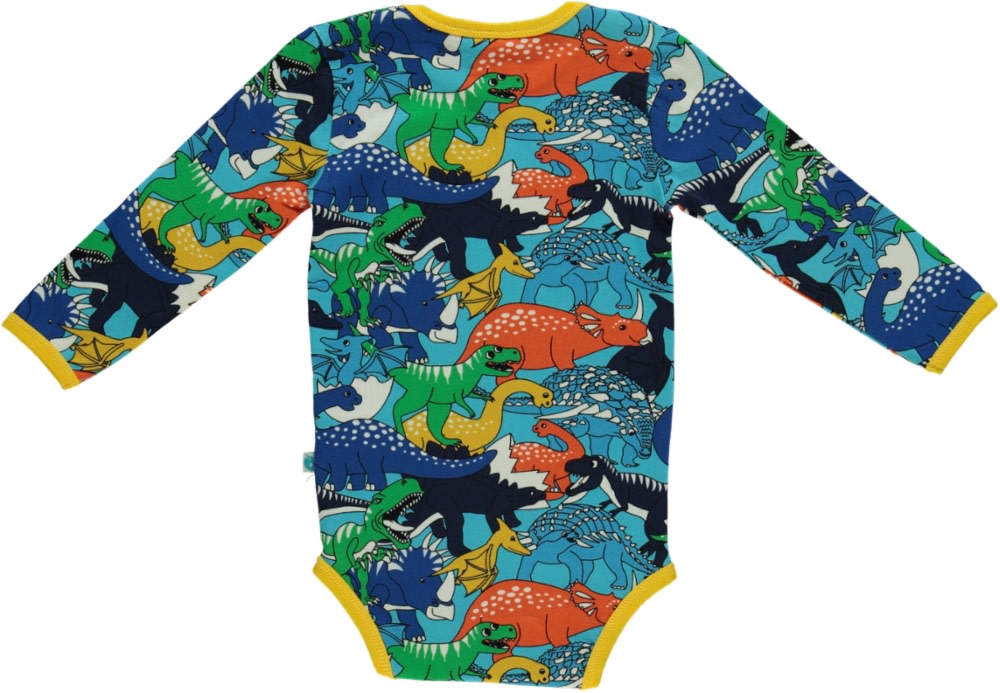 Long-sleeved baby body with dinosaurs